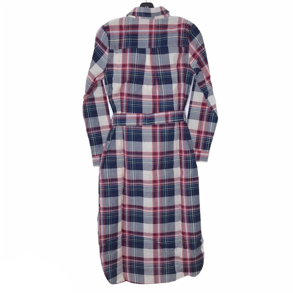 ALLEGRA K PLAID MIDI BELTED SHIRT DRESS 100% Cotton XSMALL NEW - Picture 4 of 14